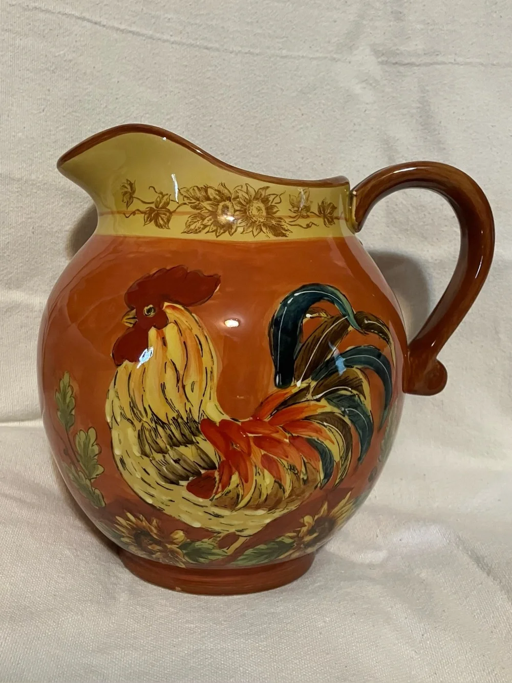 Orange Rooster Pitcher
